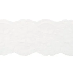 Spitze elastisch Blumen weiß Meterware Breite: 9,5cm