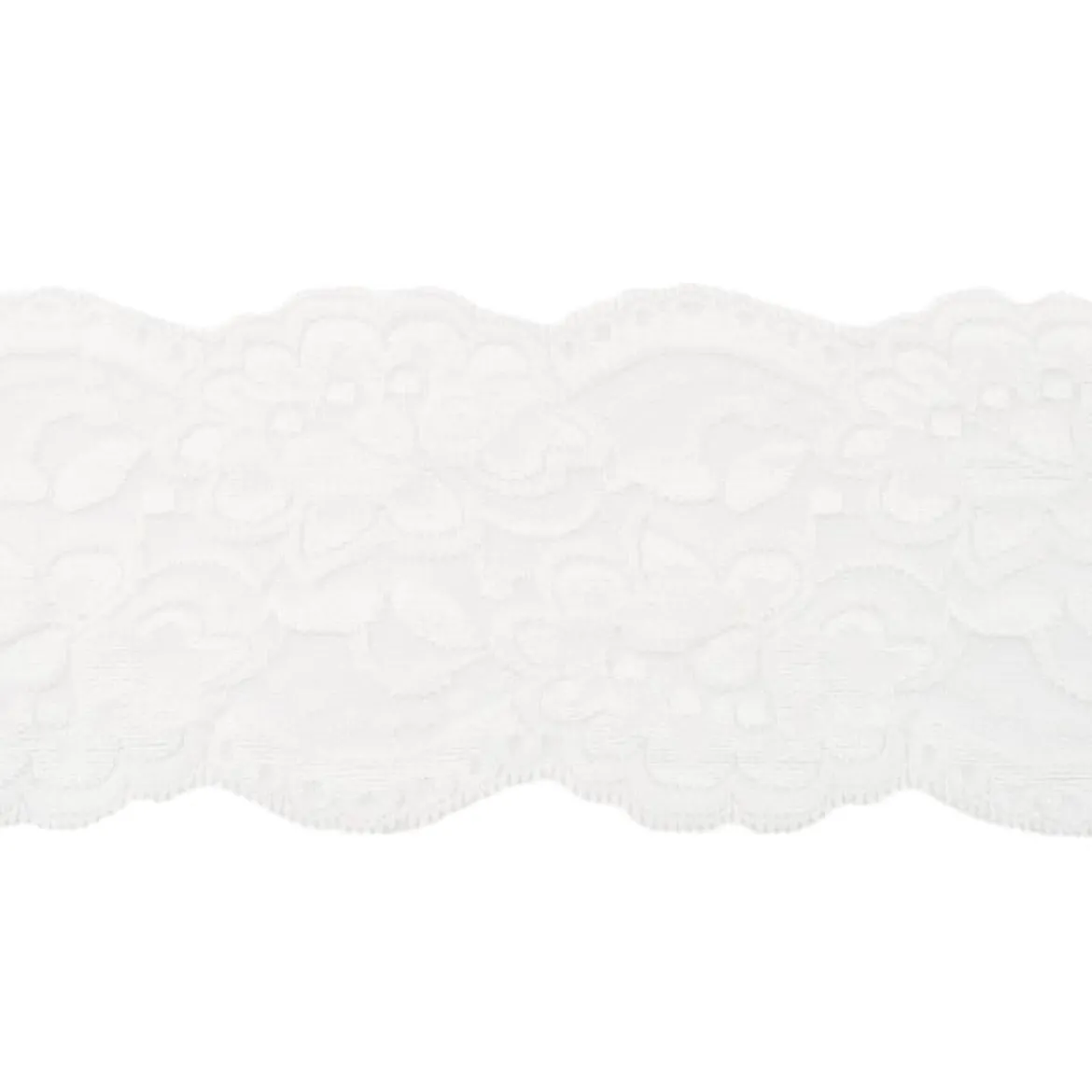 Spitze elastisch Blumen wollweiß Meterware Breite: 9,5cm