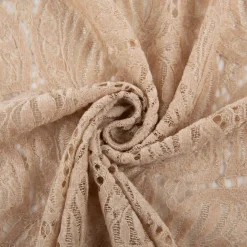 Spitze mit Chenille Blätterdessin Meterware beige 150cm breit