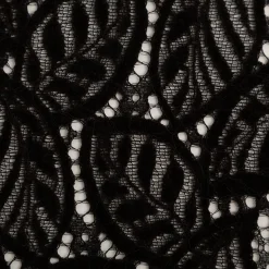 Spitze mit Chenille Blätterdessin Meterware schwarz 150cm breit