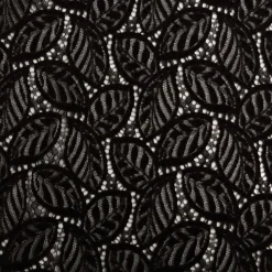 Spitze mit Chenille Blätterdessin Meterware schwarz 150cm breit