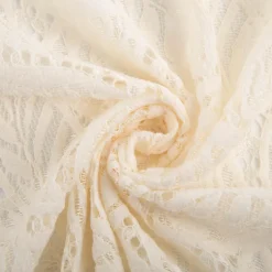Spitze mit Chenille Blätterdessin Meterware wollweiß 150cm breit