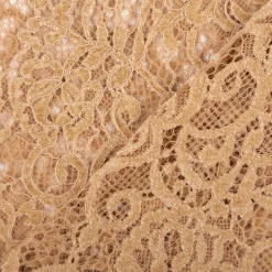 Spitze mit Chenille Meterware floral camel 150cm breit