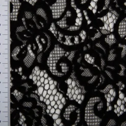 Spitze mit Chenille Meterware floral schwarz 150cm breit