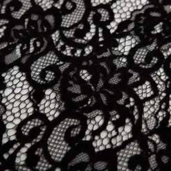 Spitze mit Chenille Meterware floral schwarz 150cm breit