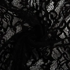 Spitze mit Chenille Meterware floral schwarz 150cm breit