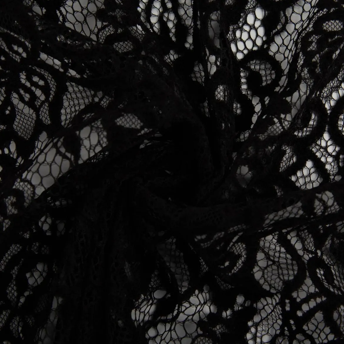 Spitze mit Chenille Meterware floral schwarz 150cm breit
