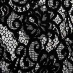 Spitze mit Chenille Meterware floral schwarz 150cm breit