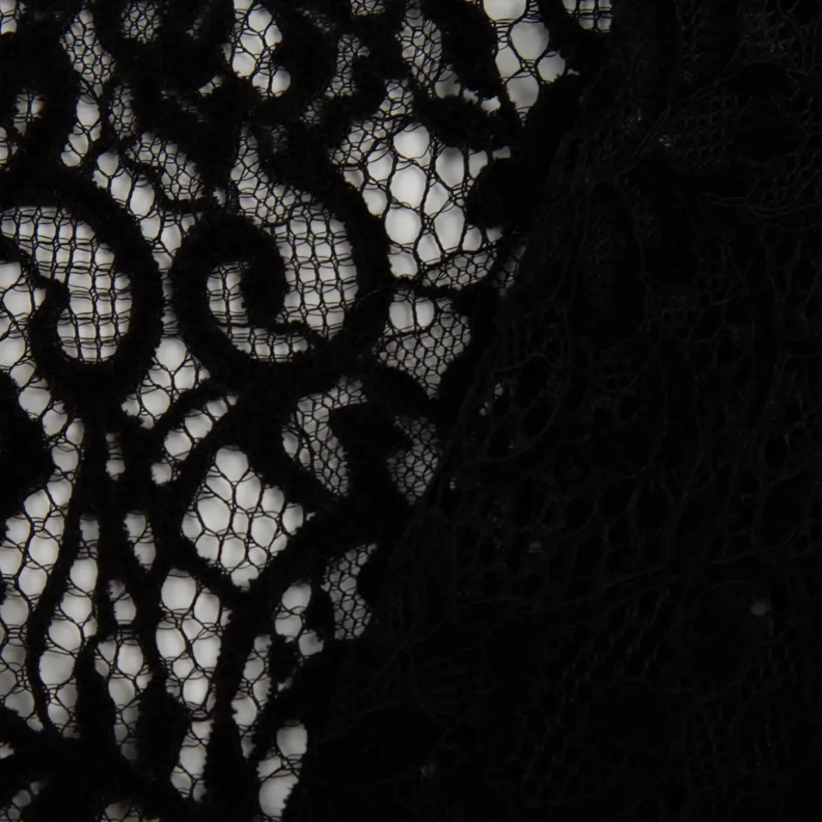 Spitze mit Chenille Meterware floral schwarz 150cm breit