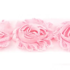 Spitzenband Chiffon Blüten rosa Meterware Länge: 6cm 100% Polyester