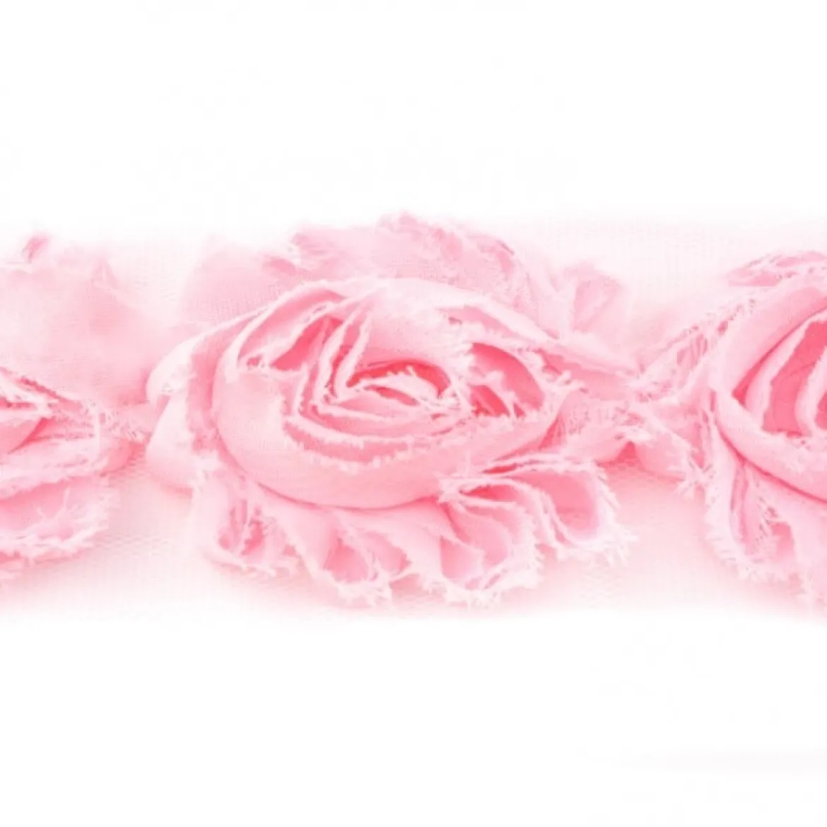 Spitzenband Chiffon Blüten rosa Meterware Länge: 6cm 100% Polyester
