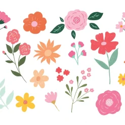 19 Stück abziehbare Tattoos Blumen und Blüten bunt 1,3x5,3cm