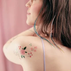 19 Stück abziehbare Tattoos Blumen und Blüten bunt 1,3x5,3cm