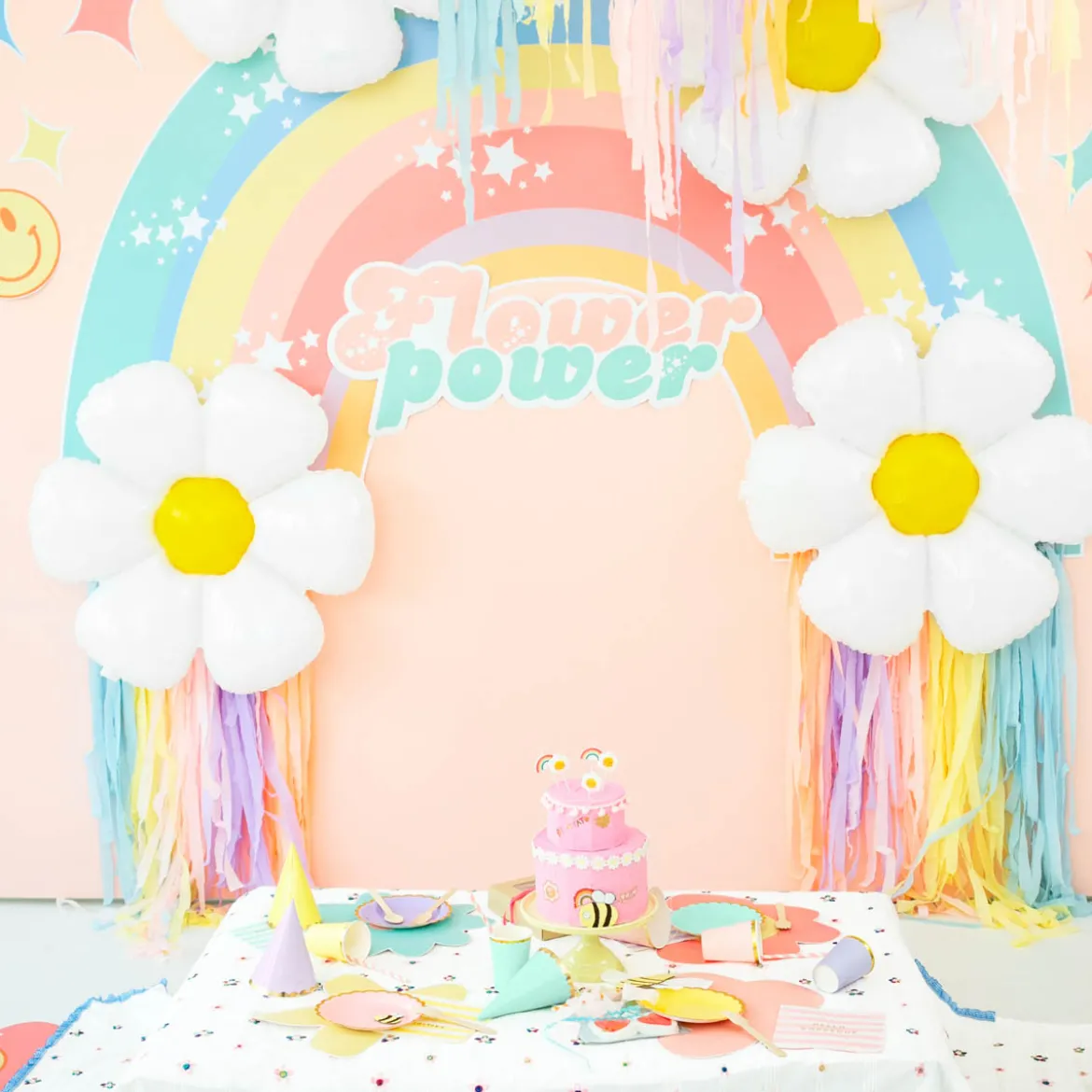 5 Stück Geburtstagskerzen Daisy Blumen und Regenbogen