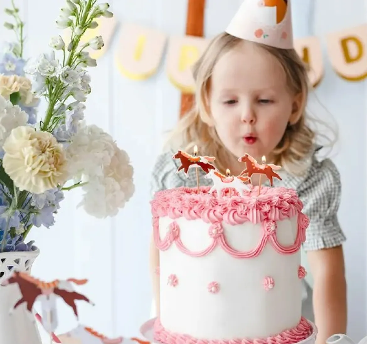 3 Stück Geburtstagskerzen Pferde für Kuchen