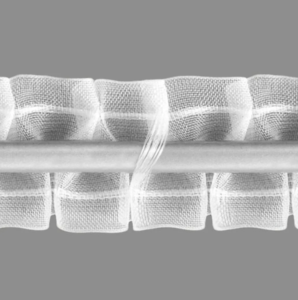 Stegband mit Smokfalte 50 mm transparent – Gardinenband 1:2,5 mit rückseitigen Schlaufen, Made in Germany