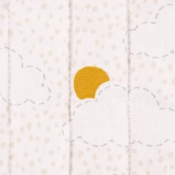 Steppstoff Baumwolle Wazou Noug Vögel Wolken Sonne beidseitig rosa weiß 1,50m Breite