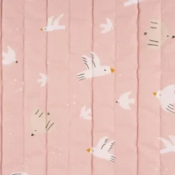Steppstoff Baumwolle Wazou Noug Vögel Wolken Sonne beidseitig rosa weiß 1,50m Breite