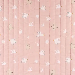 Steppstoff Baumwolle Wazou Noug Vögel Wolken Sonne beidseitig rosa weiß 1,50m Breite