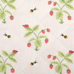 Steppstoff Baumwolle Wendestoff Erdbeeren Bienen beige 1,38m Breite