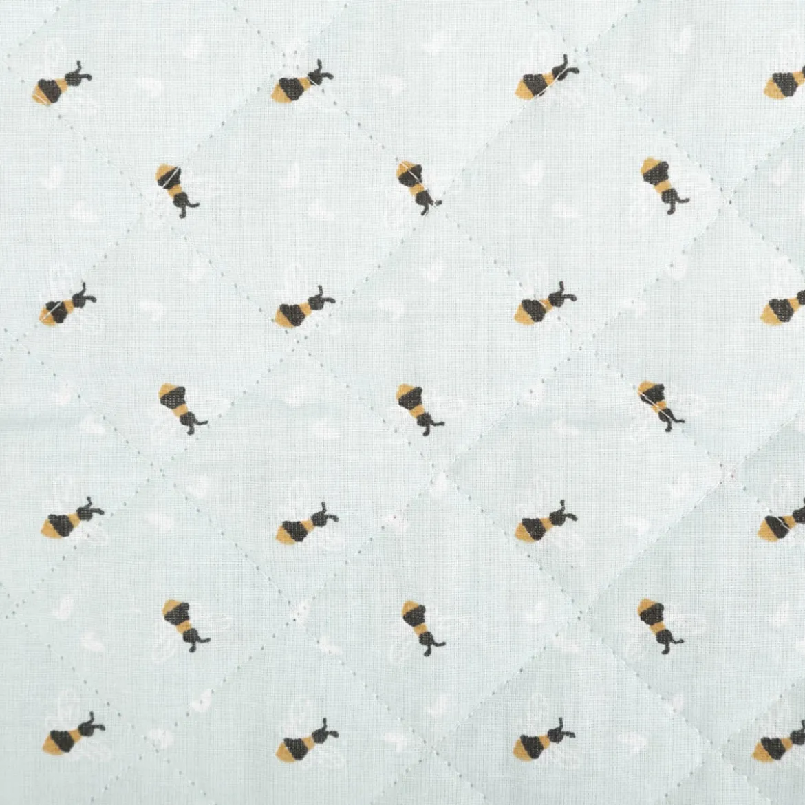 Steppstoff Baumwolle Wendestoff Erdbeeren Bienen hellblau 1,38m Breite