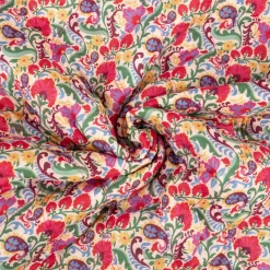 Steppstoff Baumwollstoff Voile Blumen Streifen Poppy Fabrics weiß bunt 1,35m Breite