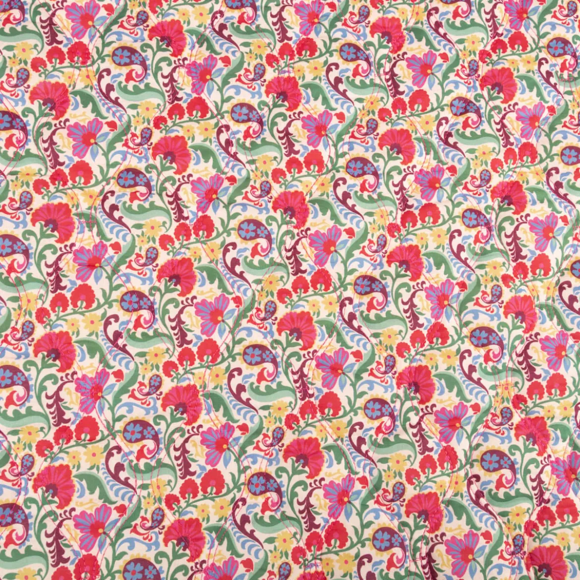 Steppstoff Baumwollstoff Voile Blumen Streifen Poppy Fabrics weiß bunt 1,35m Breite