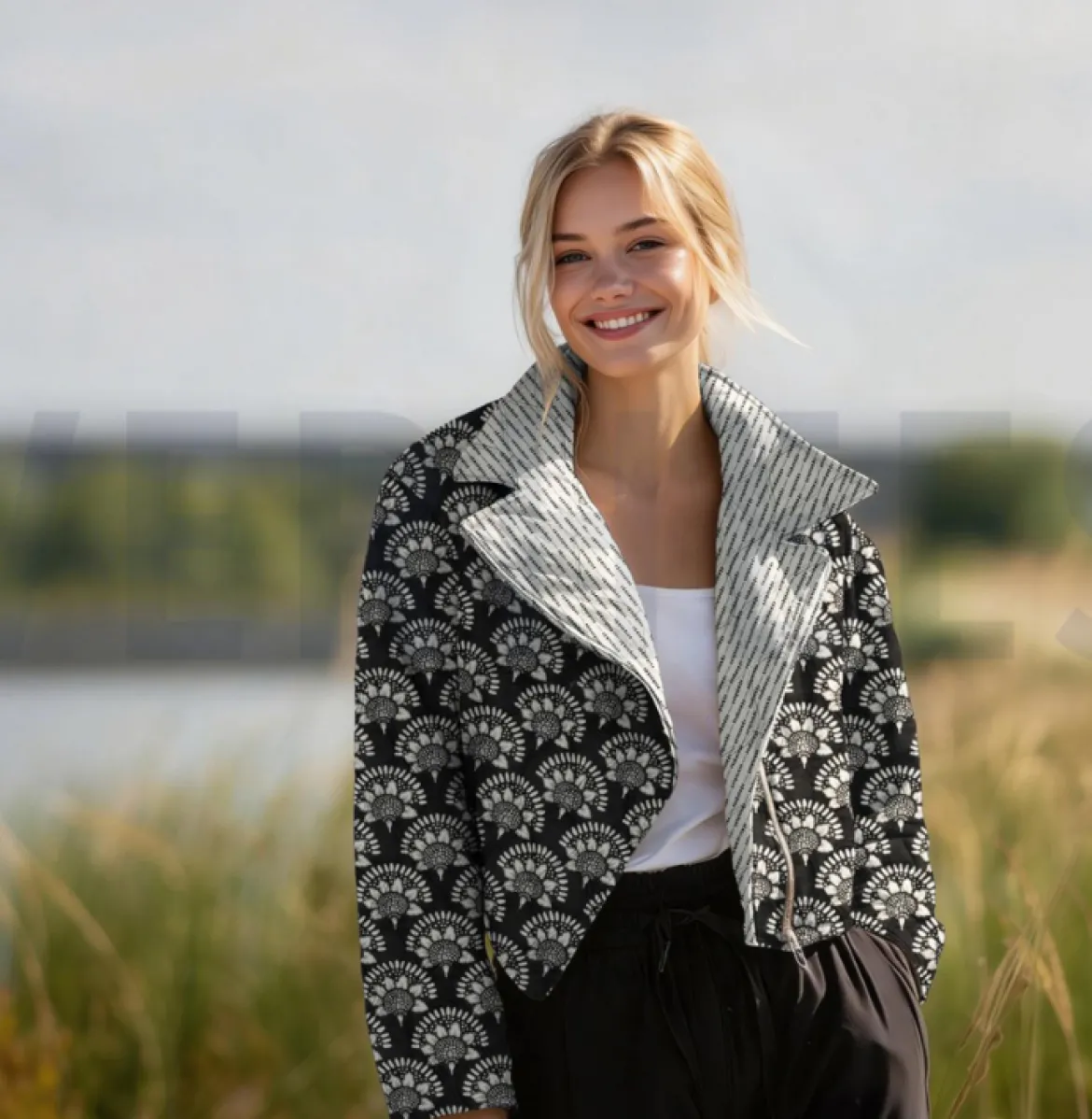 Steppstoff Baumwollstoff Voile Blumen Abstrakt schwarz weiß 1,35m Breite
