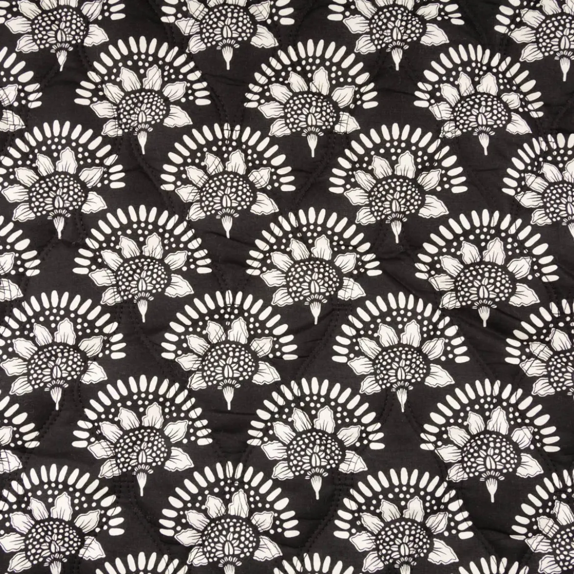 Steppstoff Baumwollstoff Voile Blumen Abstrakt schwarz weiß 1,35m Breite