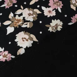 Steppstoff Bekleidungsstoff Blüten schwarz-blau rosa 1,39m Breite