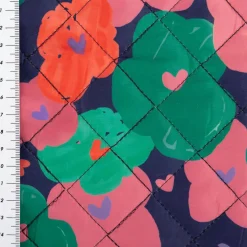 Steppstoff Jackenstoff Flowers Blüten dunkelblau bunt 1,40m Breite