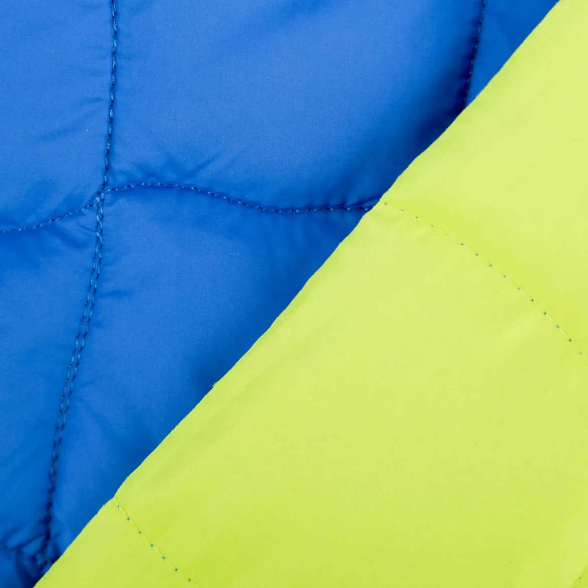 Steppstoff Jackenstoff Graphic Square blau neongrün 1,40m Breite