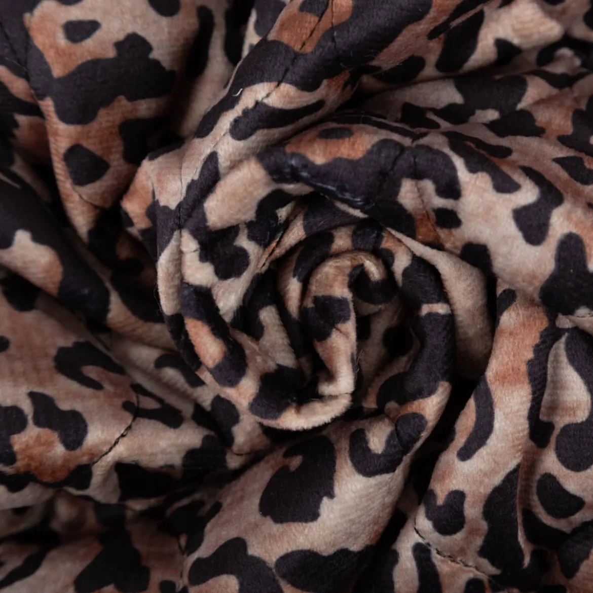 Steppstoff Jackenstoff Velvet Digital Animal Skin Leo braun 1,35m Breite