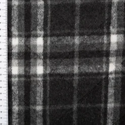 Steppstoff Jacquard Fleece Karos dunkelgrau schwarz145 cm breit