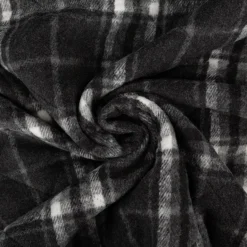 Steppstoff Jacquard Fleece Karos dunkelgrau schwarz145 cm breit