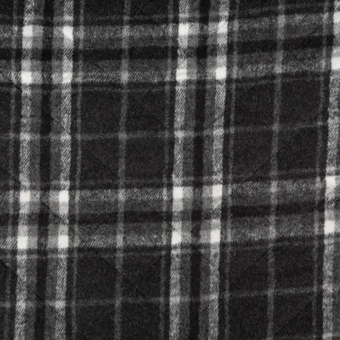 Steppstoff Jacquard Fleece Karos dunkelgrau schwarz145 cm breit