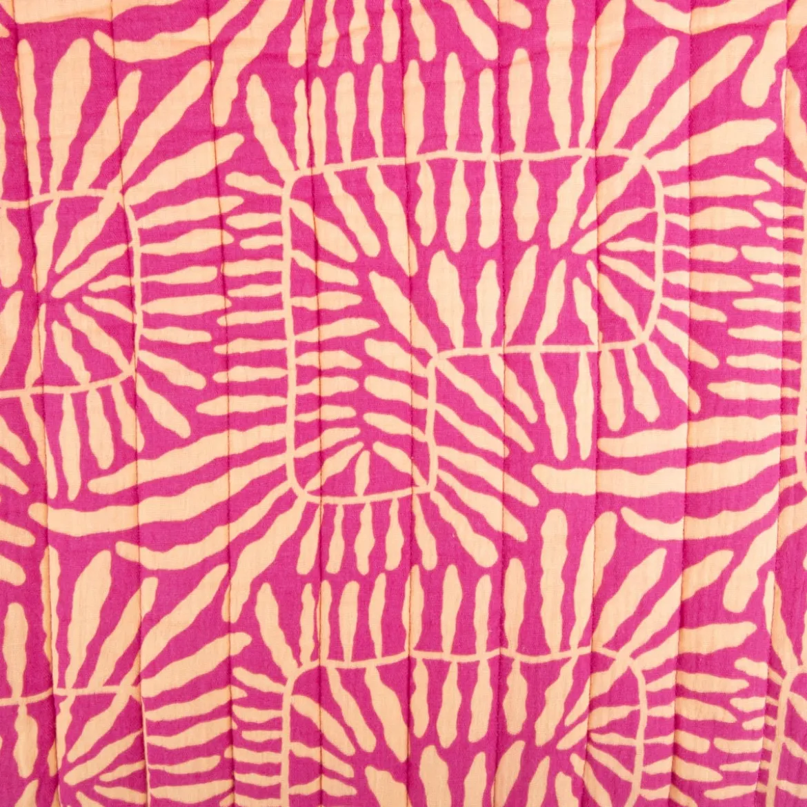 Steppstoff Musselin Stoff Wattierung Doubleface Abstrakt Floral fuchsia 1,30m Breite