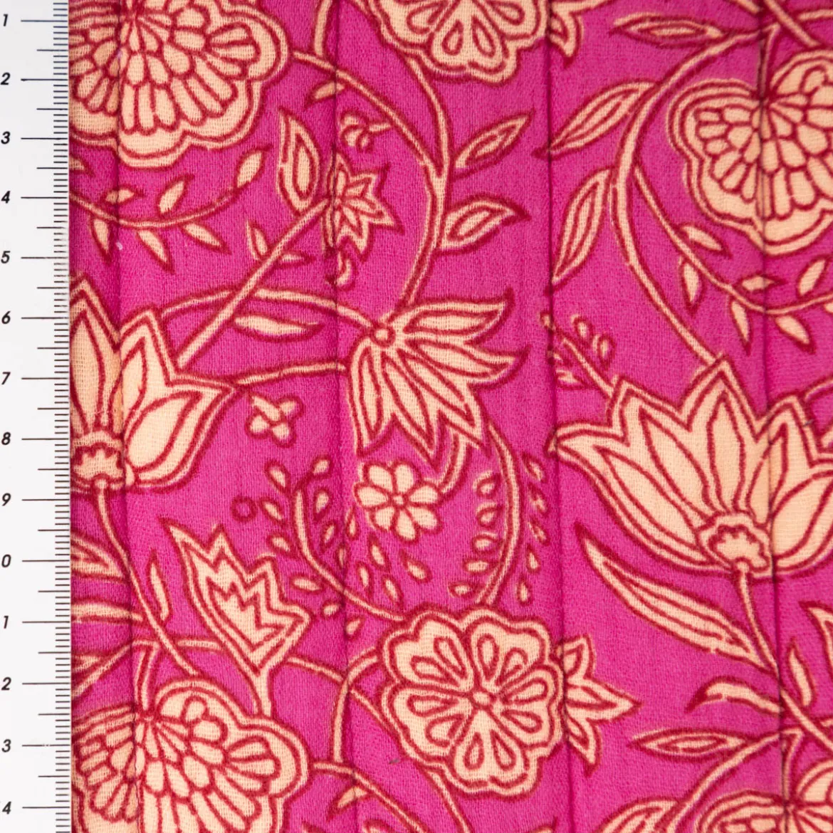 Steppstoff Musselin Stoff Wattierung Doubleface Abstrakt Floral fuchsia 1,30m Breite