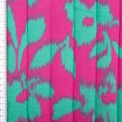 Steppstoff Musselin Stoff Wattierung Doubleface Leo Blumen pink grün 1,30m Breite