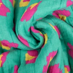 Steppstoff Musselin Stoff Wattierung Doubleface Leo Blumen pink grün 1,30m Breite