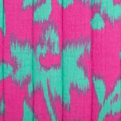 Steppstoff Musselin Stoff Wattierung Doubleface Leo Blumen pink grün 1,30m Breite