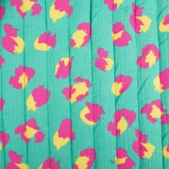 Steppstoff Musselin Stoff Wattierung Doubleface Leo Blumen pink grün 1,30m Breite