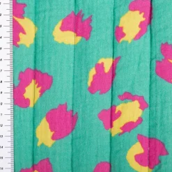 Steppstoff Musselin Stoff Wattierung Doubleface Leo Blumen pink grün 1,30m Breite