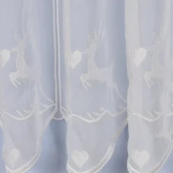 Stickerei-Panneaux Bistrogardine Scheibengardine transparent und nähfrei mit Hirschen und Herzen ecru 45cm Höhe