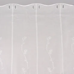 Stickerei-Panneaux Bistrogardine Scheibengardine transparent und nähfrei mit Stickerei Blütenranken ecru 120cm Höhe
