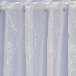 Stickerei-Panneaux Bistrogardine Scheibengardine transparent und nähfrei mit Stickerei Blütenranken ecru 60cm Höhe