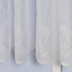 Stickerei-Panneaux Bistrogardine Scheibengardine transparent und nähfrei mit Stickerei Blütenranken ecru 60cm Höhe