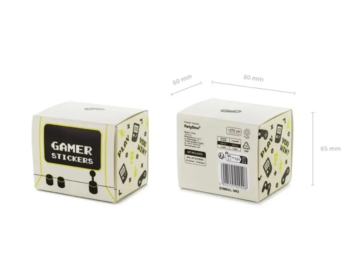 Sticker Set Gamer 36 Stück 18 Designs schwarz creme grün weiß versch. Größen