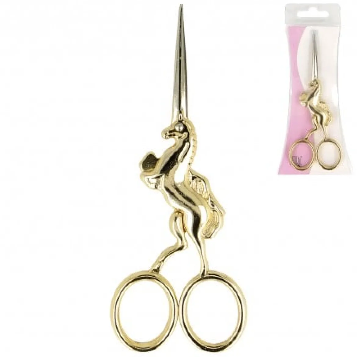 Stickschere Einhorn Metall goldfarbig 11cm