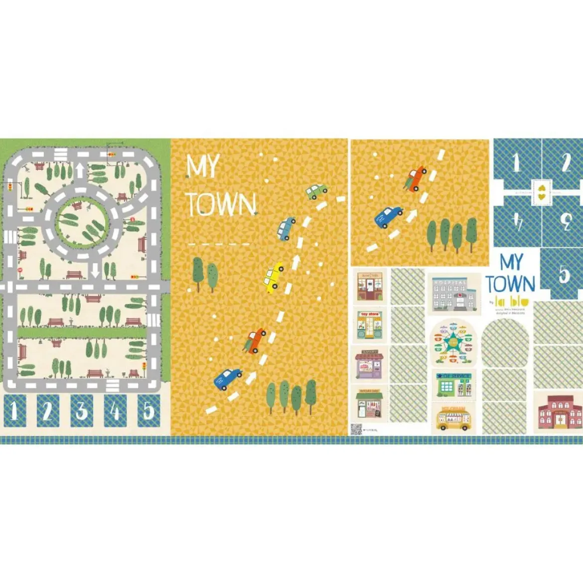 Stoffpanel My Town Spielmatte Stadt Autos Nähpanel bunt zum Selbernähen
